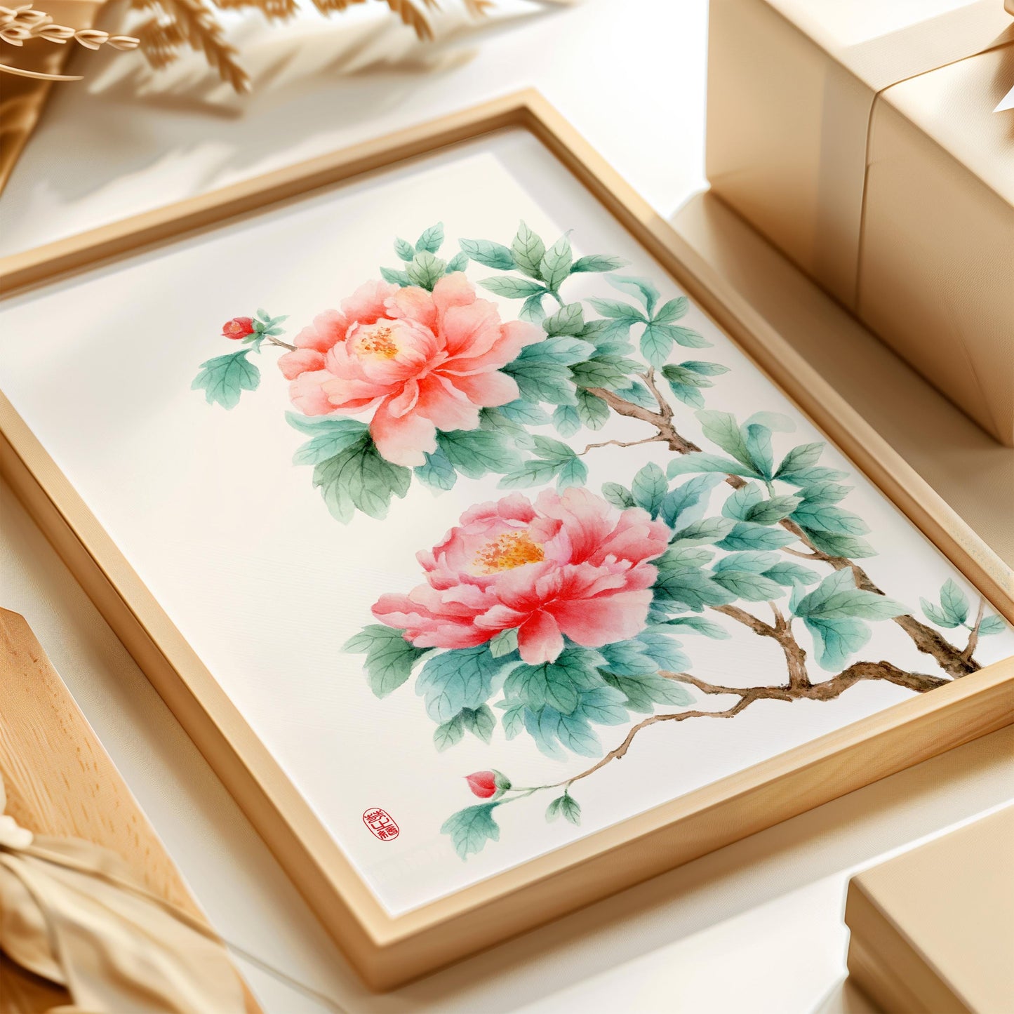 Lustrous Paeonia | Vintage Peony Watercolor Art Print